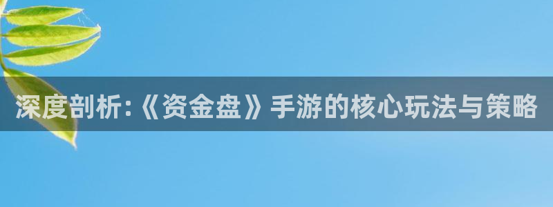巅峰国际平台：深度剖析:《资金盘》手游的核心玩法与策略